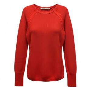 Athleta Red Side Zip Split Hem Textured Knit Sweater XS